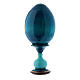 Uovo russo blu in legno La Madonna del Pesce h tot 20 cm s3