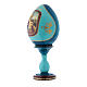 Huevo de madera decoupage azul ruso Virgen con Niño h tot 20 cm s2