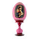 Huevo ícono ruso Virgen con Niño de madera rojo h tot 20 cm s1