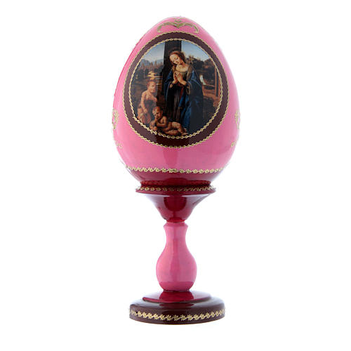 Russian Egg Madonna adoring the Child, Russian Imperial style, red 20 cm 1