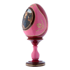 Russian Egg Madonna adoring the Child, Fabergé style, red 20 cm