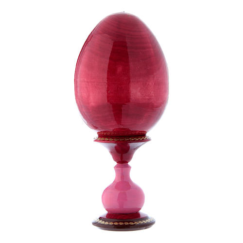 Huevo ícono ruso rojo decoupage Virgen con Niño, San Juanito y Ángeles h tot 20 cm 3