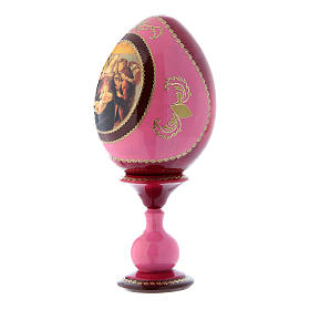 Ovo ícone russo vermelho em madeira A Virgem e o Menino com seis anjos h tot 20 cm