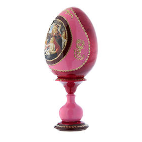 Huevo rojo de madera ruso decoupage La Virgen del Magnificat h tot 20 cm