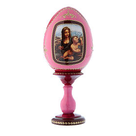 Huevo rojo decouapage ruso La Virgen del Huso h tot 20 cm