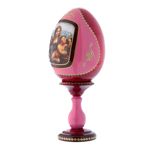 Uovo rosso découpage russo La Madonna dei Fusi h tot 20 cm 2