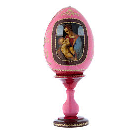 Uovo stile Fabergé rosso russo La Madonna Litta h tot 20 cm