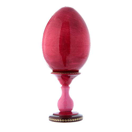 Uovo stile imperiale russo rosso La Madonna Litta h tot 20 cm 3