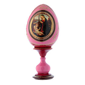 Russische Ei-Ikone, rot, Madonna mit Kind und Johannesknabe, Gesamthöhe 20 cm