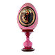 Uovo in legno rosso russo decorato a mano La Madonna con bambino San Giovannino h tot 20 cm s1
