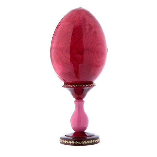 Uovo in legno La Madonna del Pesce russo découpage rosso h tot 20 cm 3
