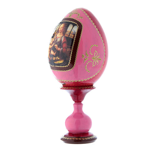 Huevo rojo ícono ruso Virgen con Niño decoupage h tot 20 cm 2