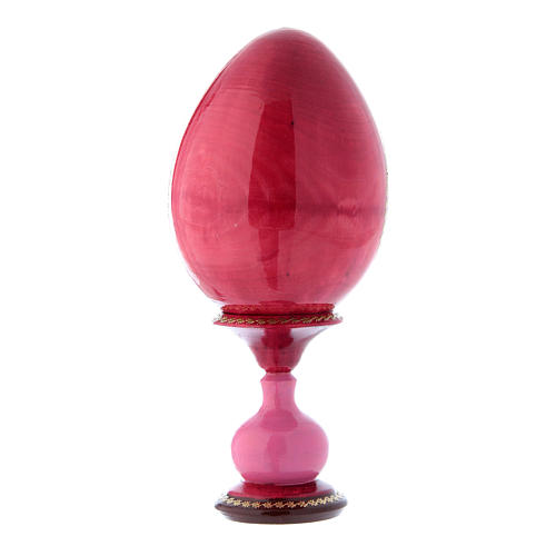 Huevo rojo ícono ruso Virgen con Niño decoupage h tot 20 cm 3