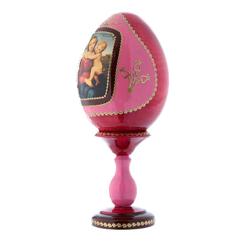 Huevo de madera ruso decorado a mano La pequeña Virgen Cowper rojo h tot 20 cm 2