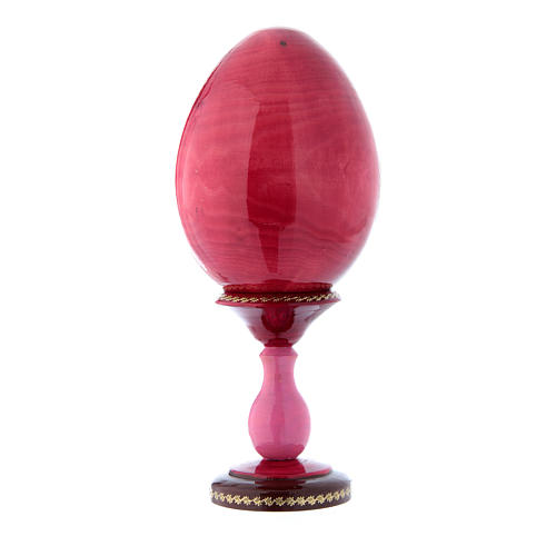 Uovo in legno russo decorato a mano La Piccola Madonna Cowper rosso h tot 20 cm 3