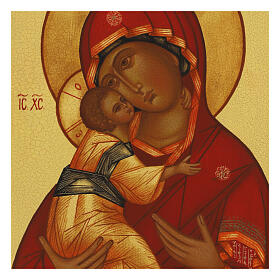 Icona russa dipinta Madonna di Vladimir 21x16