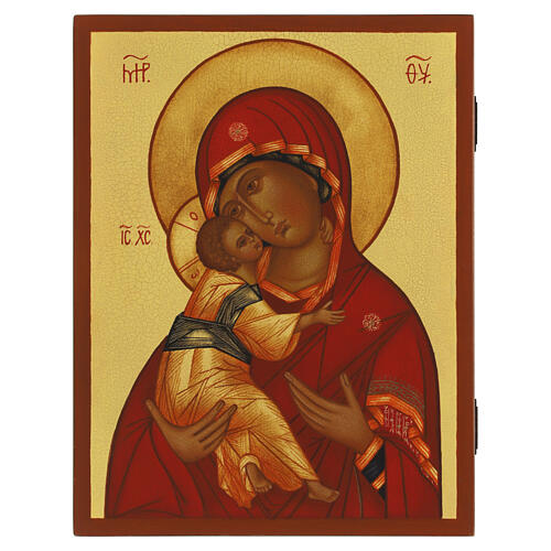 Icona russa dipinta Madonna di Vladimir 21x16 1