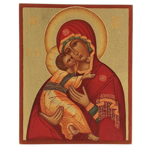 Russian painted icon Our Lady of Vladimir 21x16 1