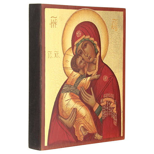 Russian painted icon Our Lady of Vladimir 21x16 3