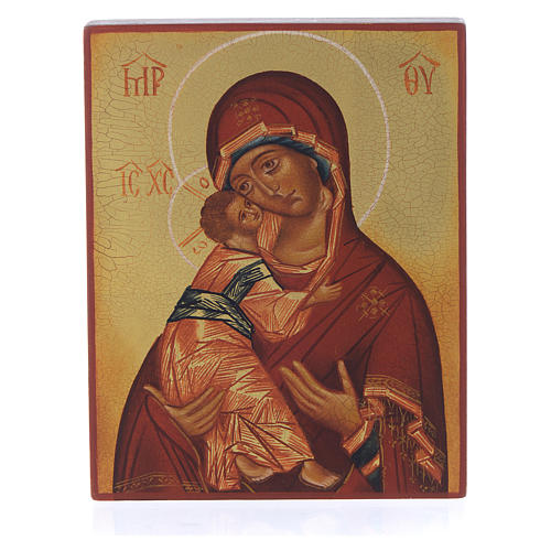 Ícone russo pintado Virgem Vladimirskaya de Rublev 13x10 cm 1