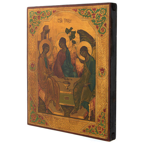 Icona russa Trinità di Rublev 30x25 cm metà XX secolo 3
