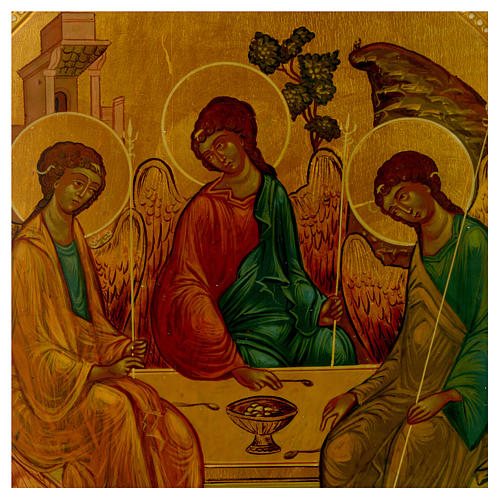 Trinity of Rublev ancient Russian icon mid XX century 12x10 inc 2