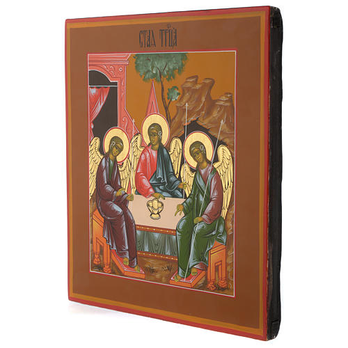 Trinity of Rublev ancient Russian icon end XX century 12x10 inc 3