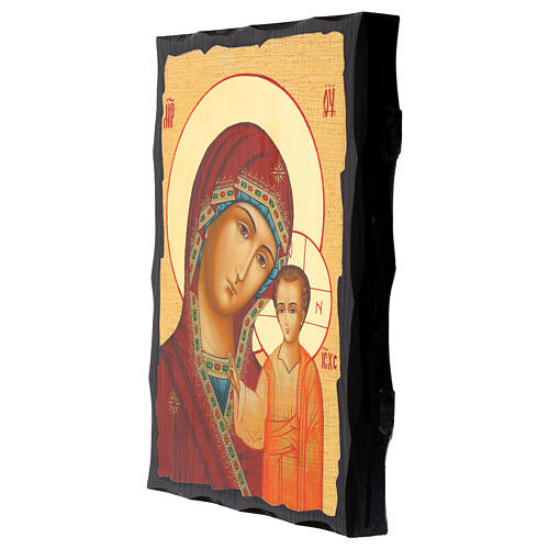 Russische Ikone, Malerei und Découpage, Muttergottes von Kazan, 30x20 cm 3