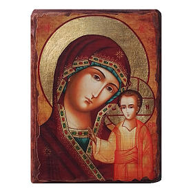 Ícone russo pintado decoupáge Nossa Senhora de Kazan 30x20 cm