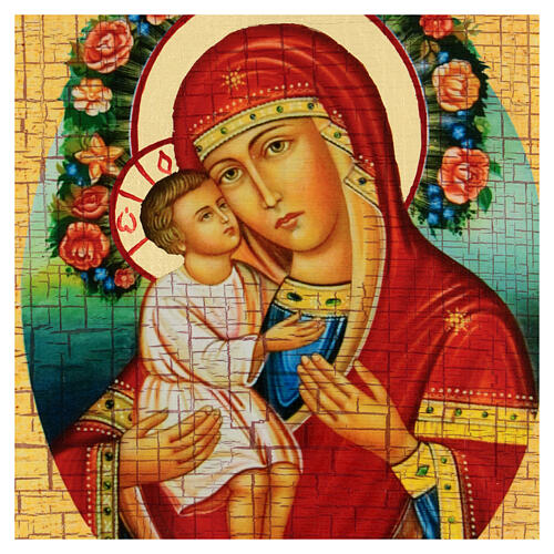 Russian icon Virgin Zhirovitskaya, painted and decoupaged 30x20 cm 2