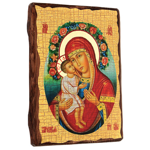 Russian icon Virgin Zhirovitskaya, painted and decoupaged 30x20 cm 3