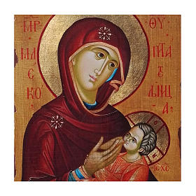 Ícone russo pintado decoupáge Mãe de Deus Galaktorophouse 30x20 cm