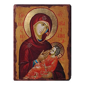 Madonna breastfeeding, Russian icon painted decoupage 30x20 cm