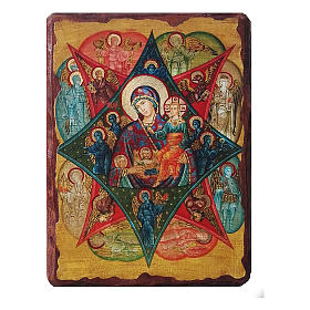 Russian icon Our Lady of the Burning Bush, painted and decoupaged 30x20 cm