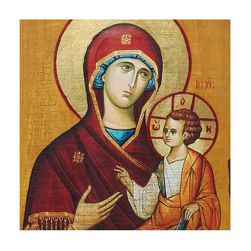 Russische Ikone, Malerei und Découpage, Gottesmutter Hodegetria von Smolensk, 30x20 cm 2