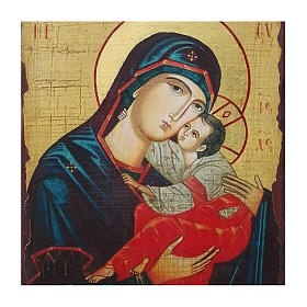 Russische Ikone, Malerei und Découpage, Muttergottes das Kind küssend, 30x20 cm