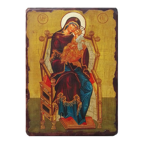 Ícone Rússia pintado decoupáge Theotokos Pantanassa 30x20 cm 1