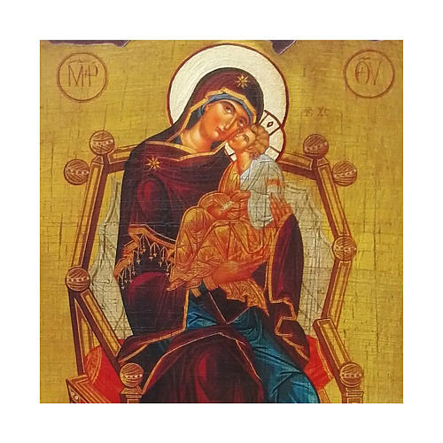 Ícone Rússia pintado decoupáge Theotokos Pantanassa 30x20 cm 2