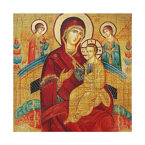 Icono ruso pintado decoupage Madre de Dios Pantanassa 30x20 cm 2