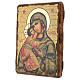 Russian icon Our Lady of Vladimir, in painted decoupage 30x20 cm s3