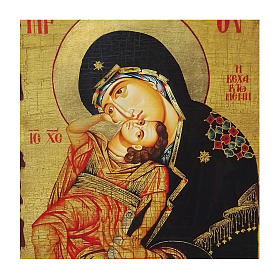 Russian icon Virgin Eleousa, painted and decoupaged 30x20 cm