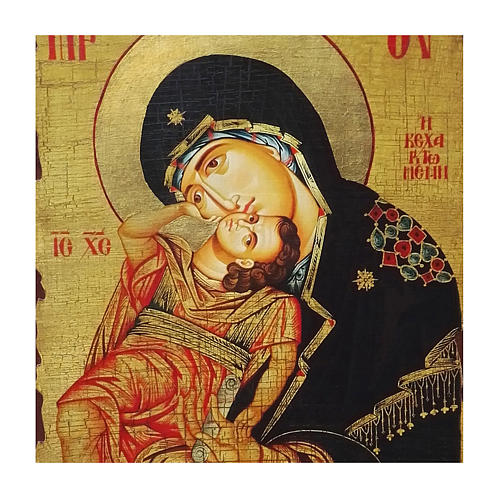 Icono ruso pintado decoupage Virgen Eleousa 30x20 cm 2