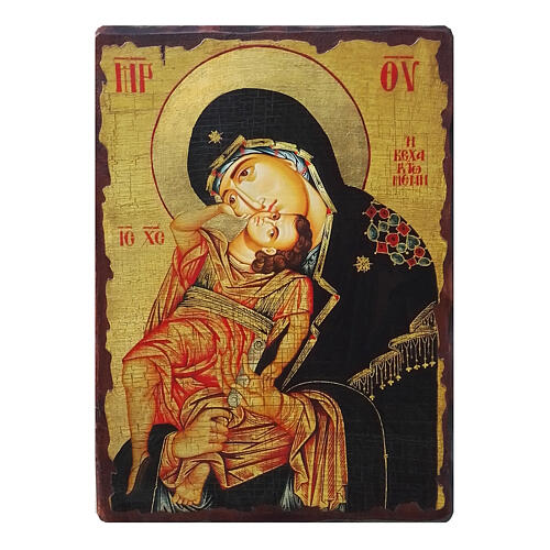 Russian icon Mother Eleousa, in painted decoupage 30x20 cm 1
