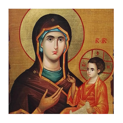 Icono ruso pintado decoupage Virgen Odigitria 30x20 cm 2