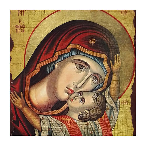 Russische Ikone, Malerei und Découpage, Muttergottes von Kardiotissa, 30x20 cm 2