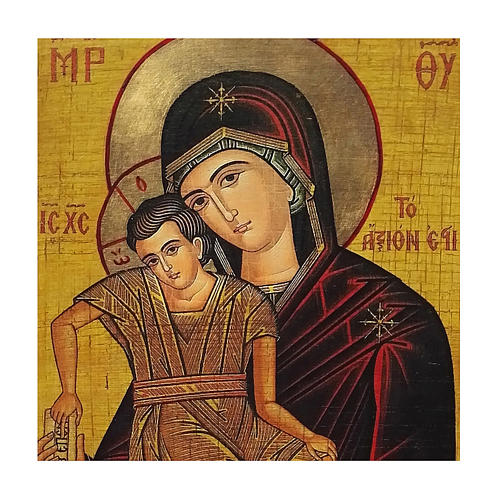 Ícone russo pintado decoupáge Mãe de Deus Axion Estin 30x20 cm 2