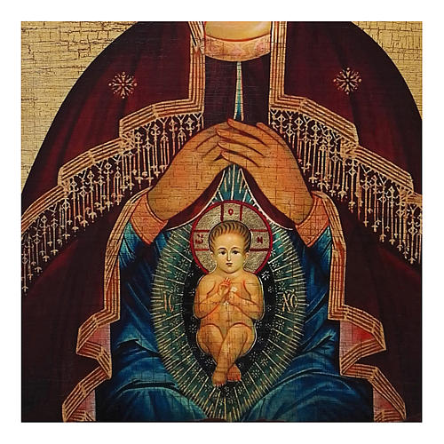 Russische Ikone, Malerei und Découpage, Muttergottes "Helfer bei der Geburt", 30x20 cm 2