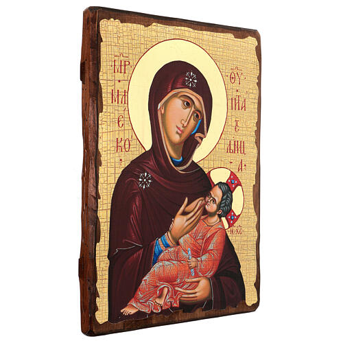 Russische Ikone, Malerei und Découpage, stillende Gottesmutter, 40x30 cm 3