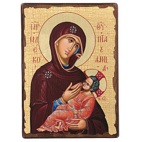 Icono ruso pintado decoupage Virgen que amamanta 40x30 cm