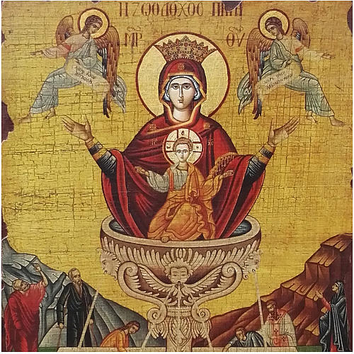Ícone Rússia pintado decoupáge Mãe de Deus Manancial da Vida 40x30 cm 2